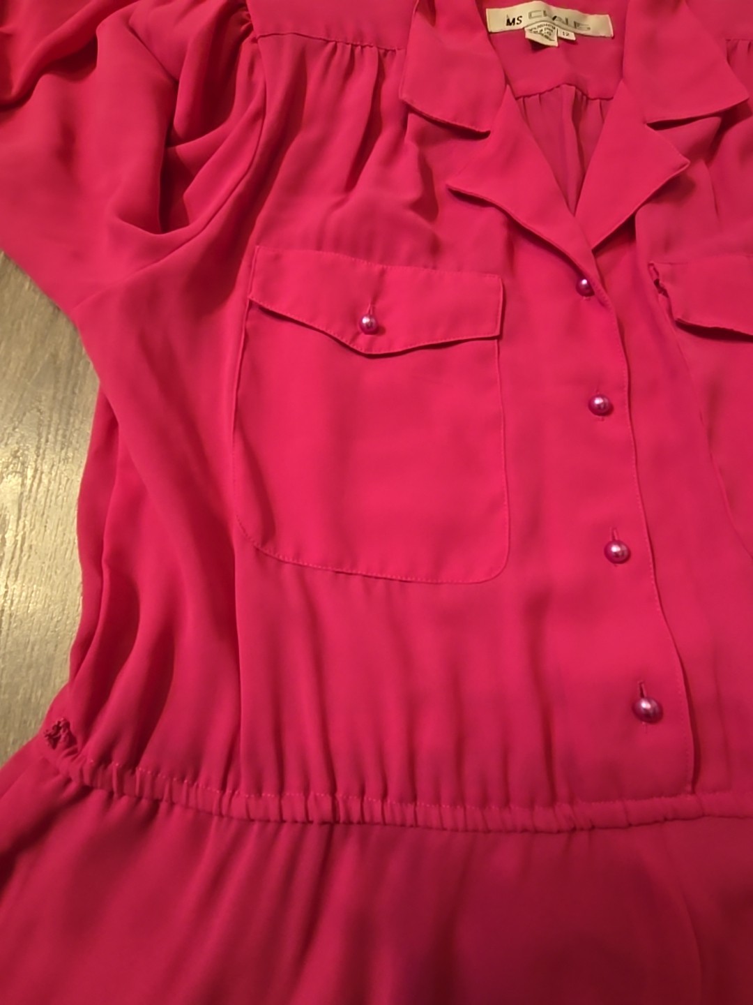 Vintage 1980s Ms Chaus Pink Belted Secretary Dress Size 12 Silky Button Down