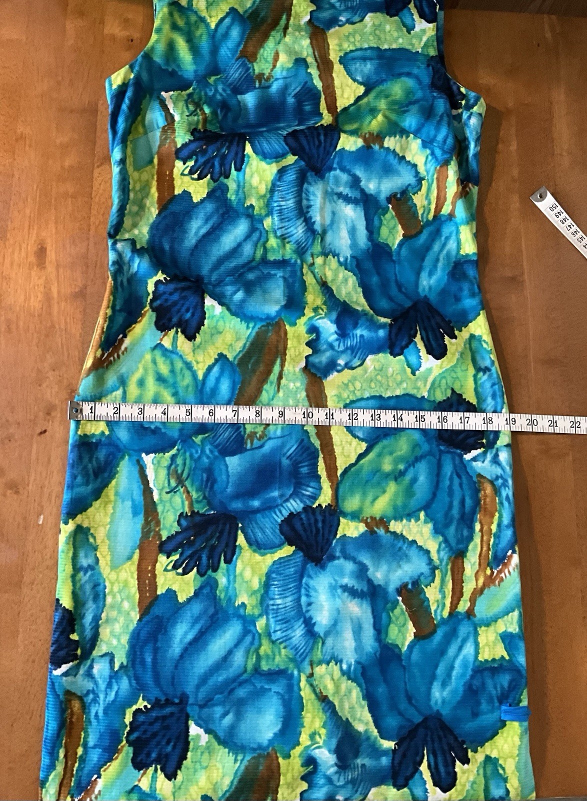 Vtg McINERNY Womens Hawaiian Maxi Dress Watercolor Floral Talon Zip Side Slit 12