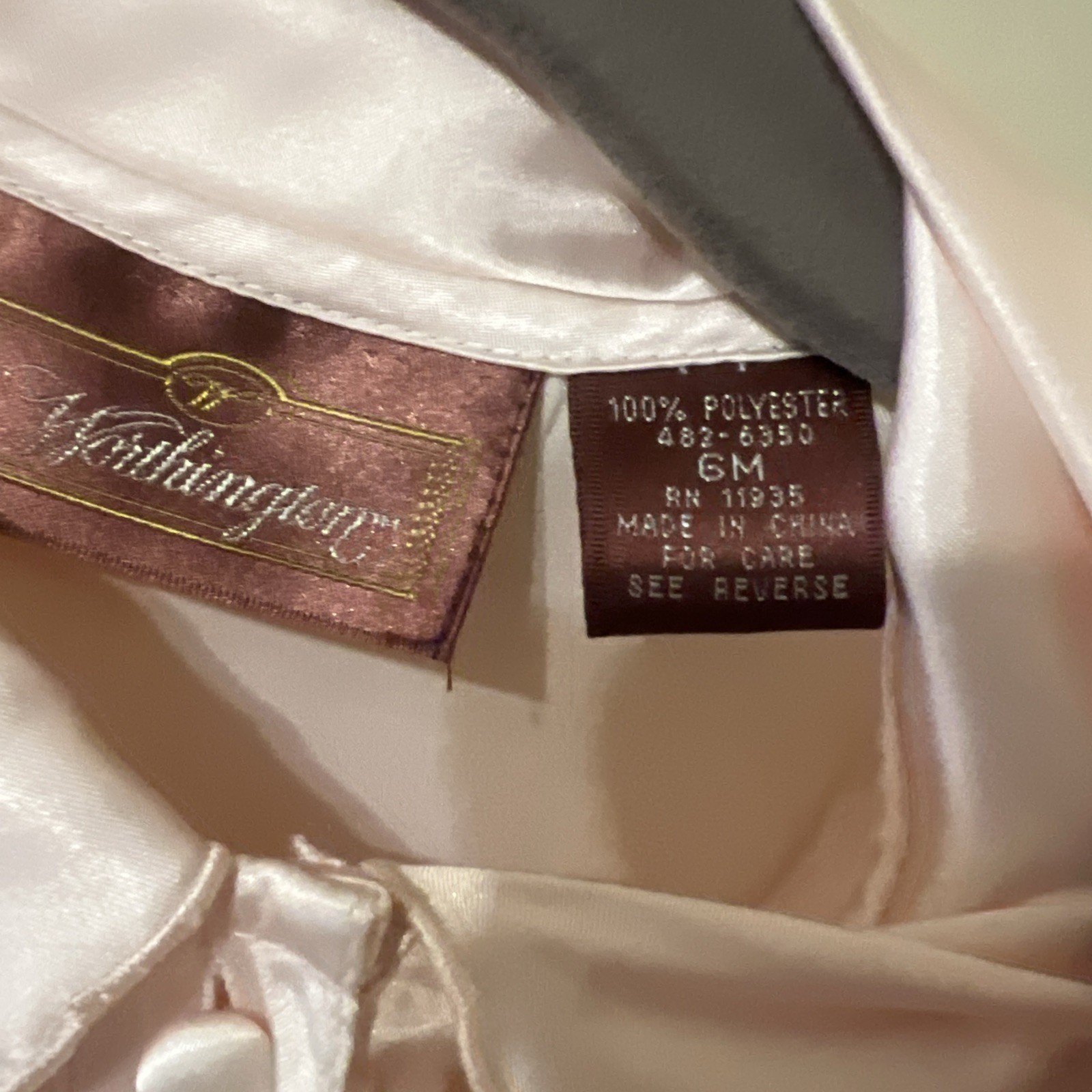 Vintage Light Pink Silky Liquid Satin Button Secretary Blouse Top 6M Worthington
