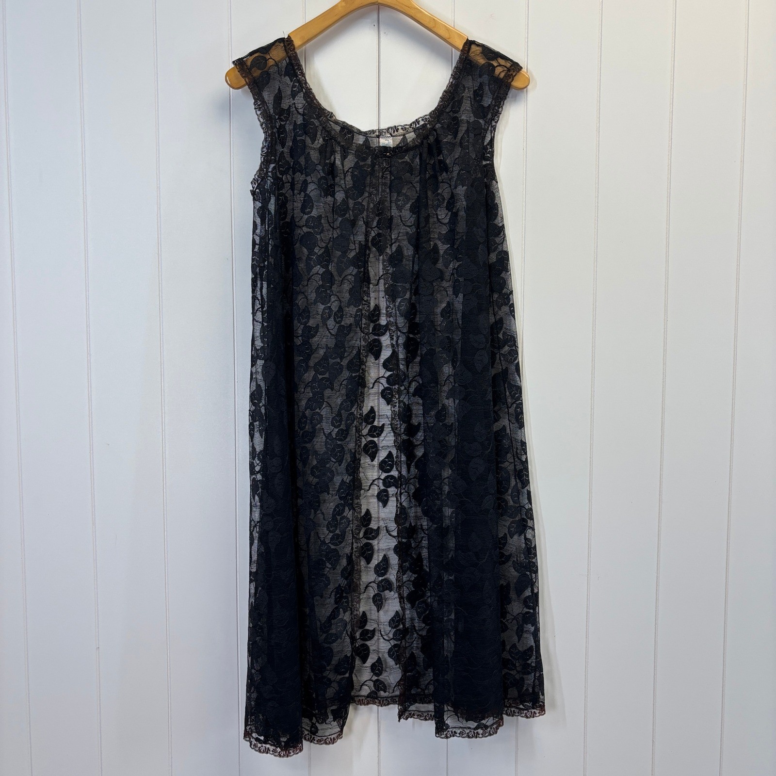Vintage Blanche 60s 70s Coquette Lace Robe Women Size M/L Dark Academia Gothic