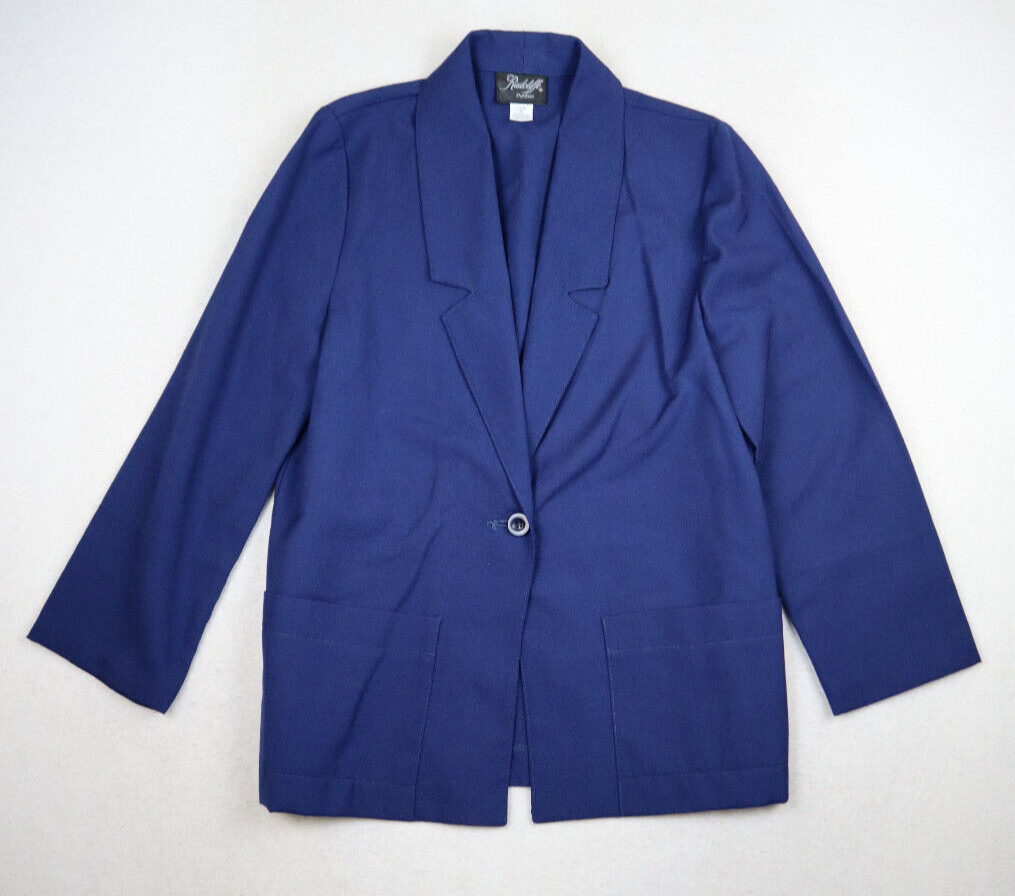 Vintage Women’s Blazer Jacket Sz 8P Blue Unlined Oversized Lightweight RADCLIFFE