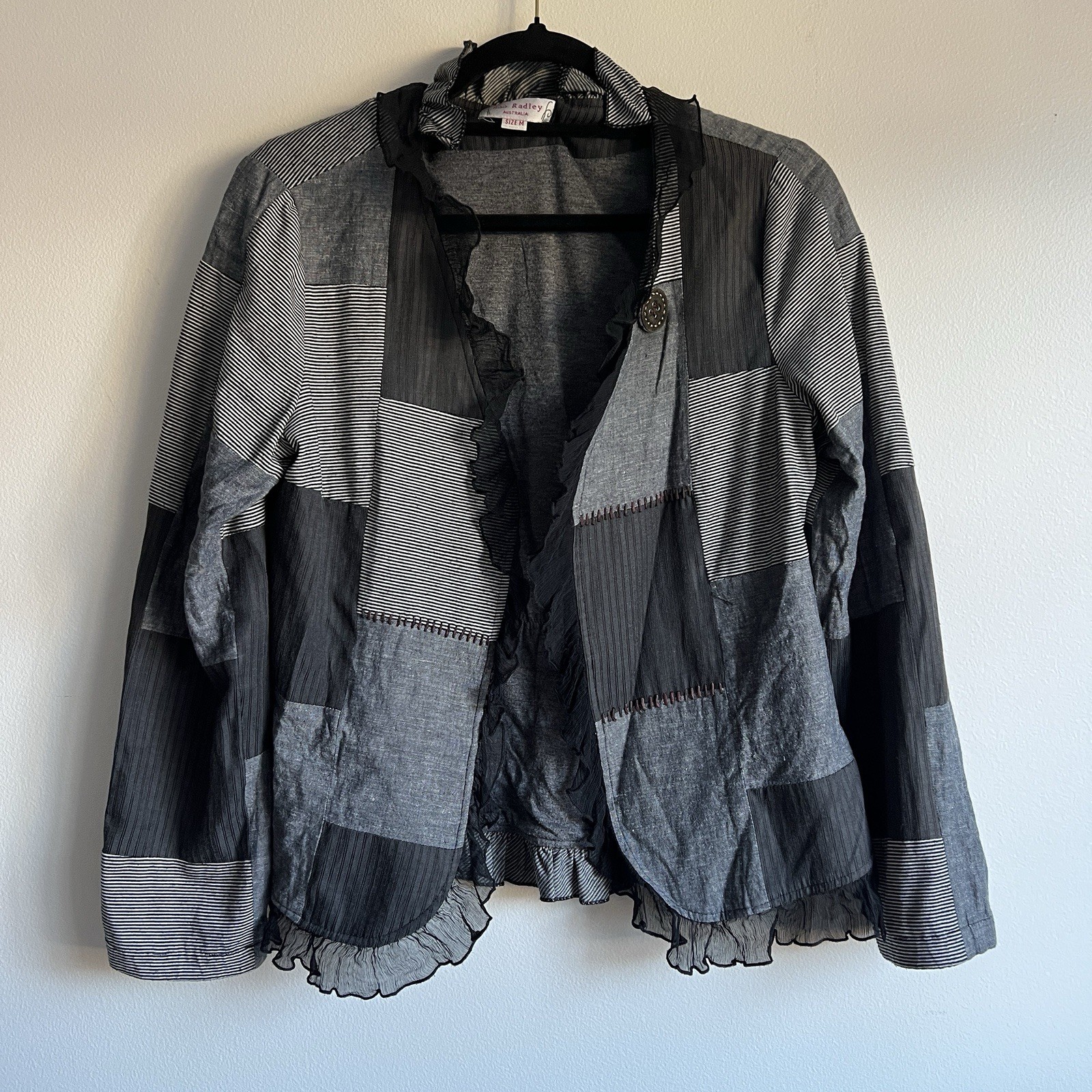 Vintage Grey and Black Patchwork Short Jacket, By Boo Radley, Woman’s Medium