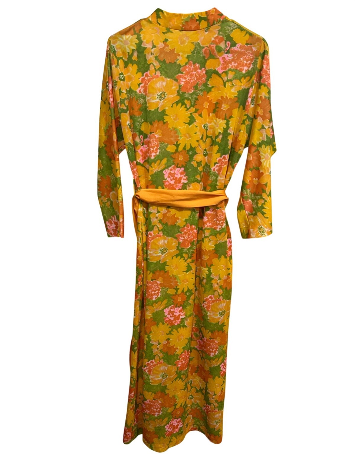 Vintage At Home Wear Van Raalte Sash Belt Floral Maxi Dress Size Medium Boho