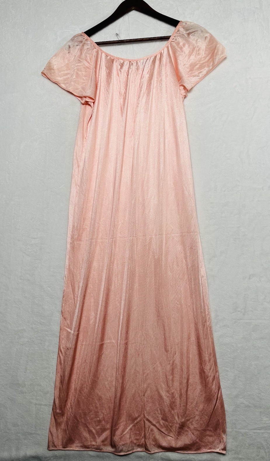 VTG Jill Andrea Of New York Pink Nylon V-Neck Nightgown Gown Negligee Sz Medium