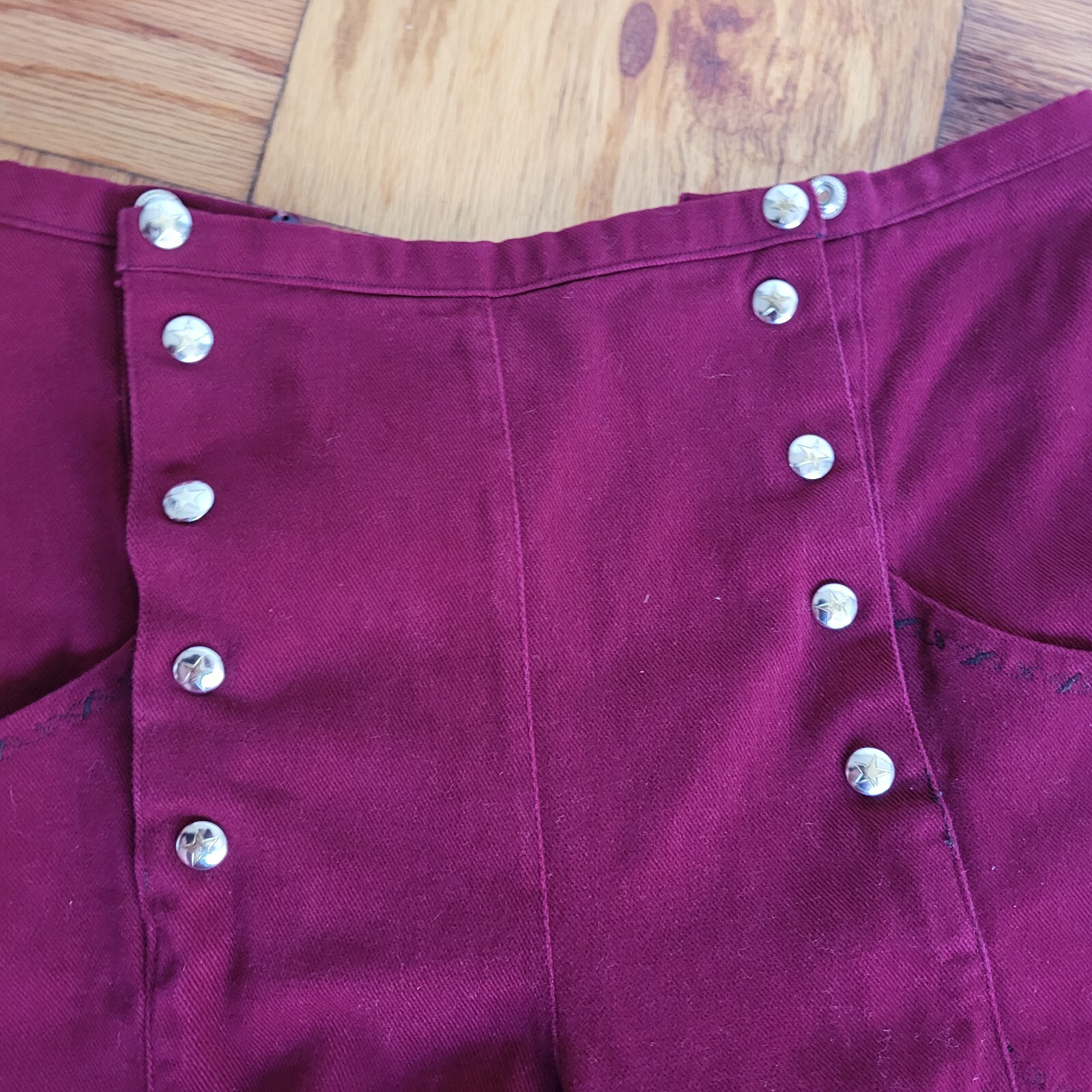 Vintage Maroon Wide Leg Bell Bottom High Waist Pant Hippy Rave 24″ Bell Size 29
