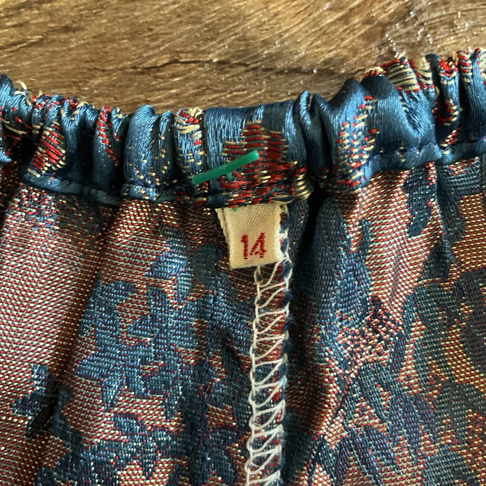 VINTAGE Size 14 Peony Chinese Pajama Set Frog Button Brocade Satin Lounge #61708
