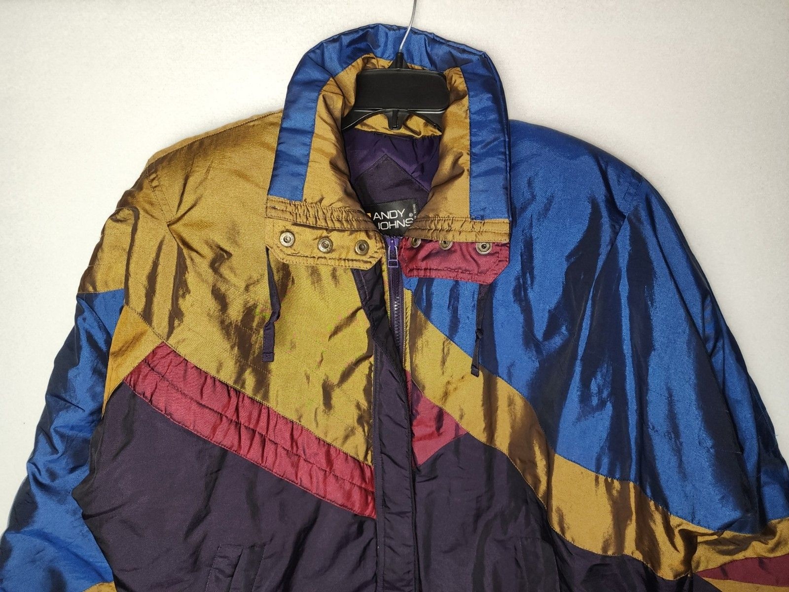 VTG Andy Johns Windbreaker Jacket Colorblock Jewel Tones Retro 80s Womens Medium