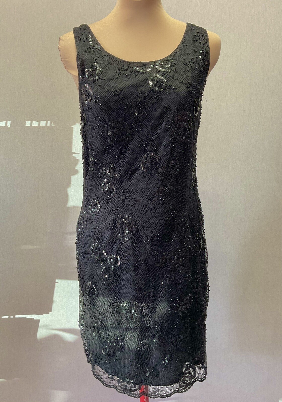 Vintage 90’s Beaded And Sequin Mesh Sleeveless Pencil Dress Size 10