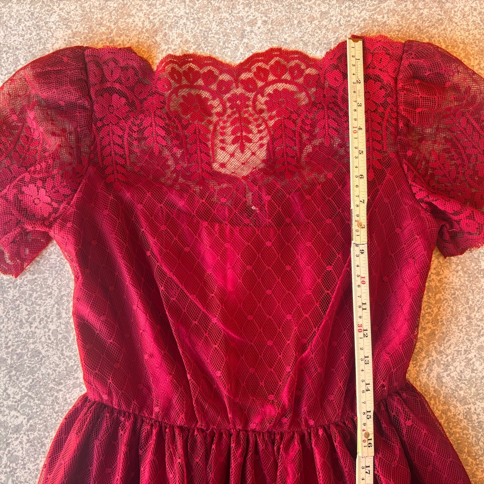 Vintage Burgundy Wine Lace Formal Dress Prom Wedding
