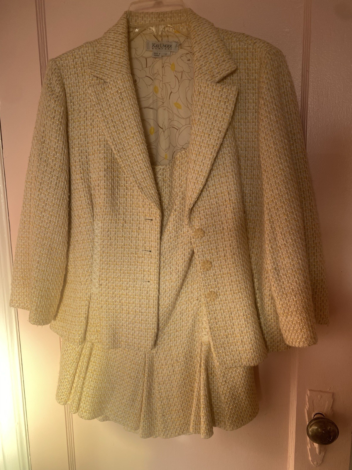 Vintage Kay Unger NY Skirt Suit Women Sz 12 Cotton Blend
