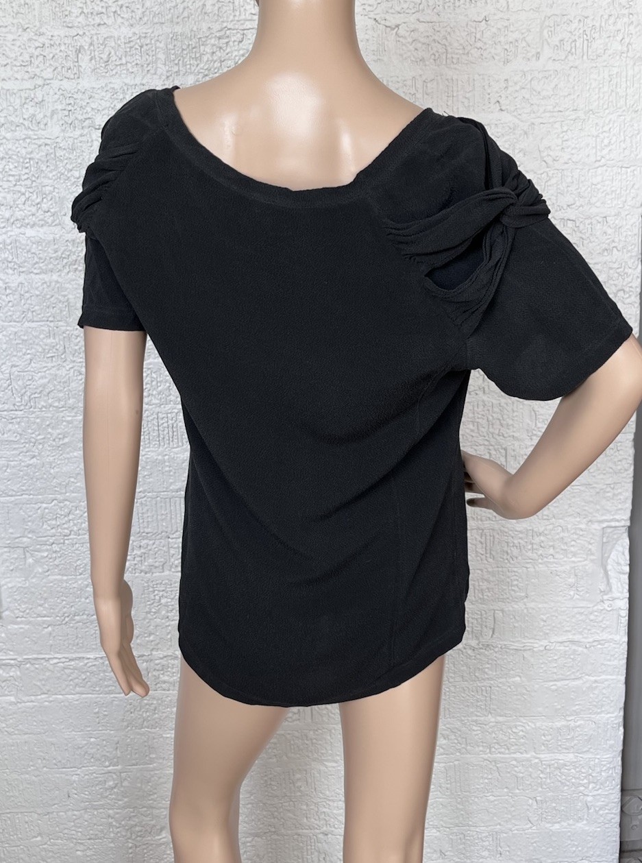 VTG Lanvin Silk Top With Bow Accent On Sleeves Made In France SZ2 Excellent Co