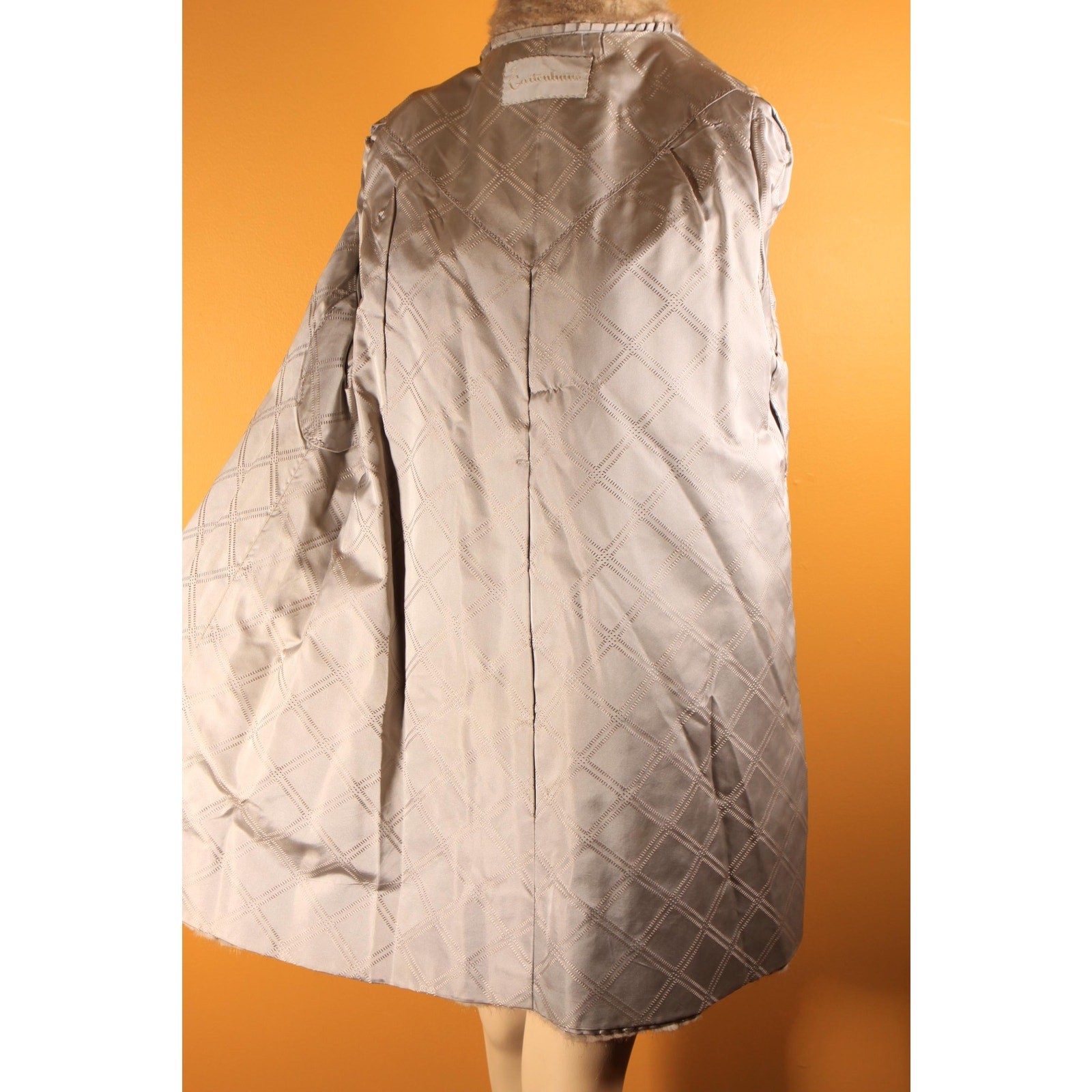 1950s Gray Brown Long Sleeve Rolled Cuff Mink Fur Coat by Gartenhaus -XL