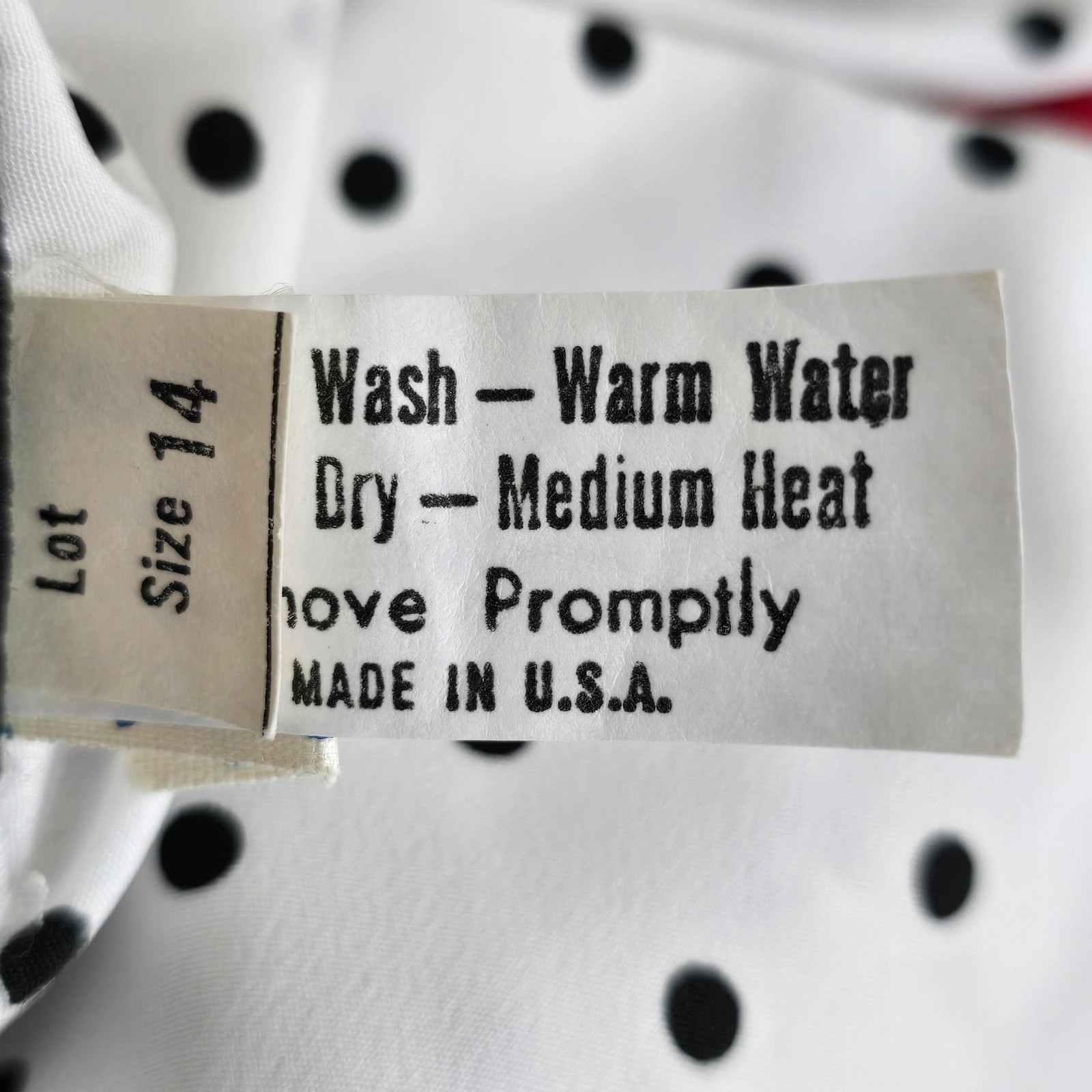 Vintage VLP Petites Polka Dot Dress White Black Belted ILGWU Made in USA Size 14