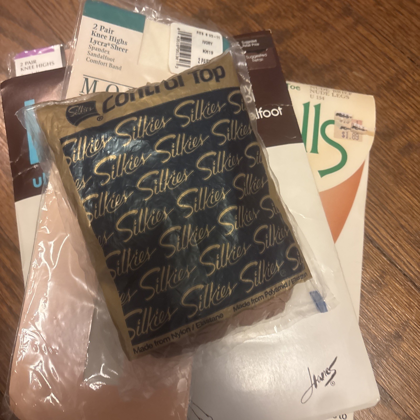 Vintage Pantyhose Lot 70s 80s USA Assorted Sizes Styles 6 Pair