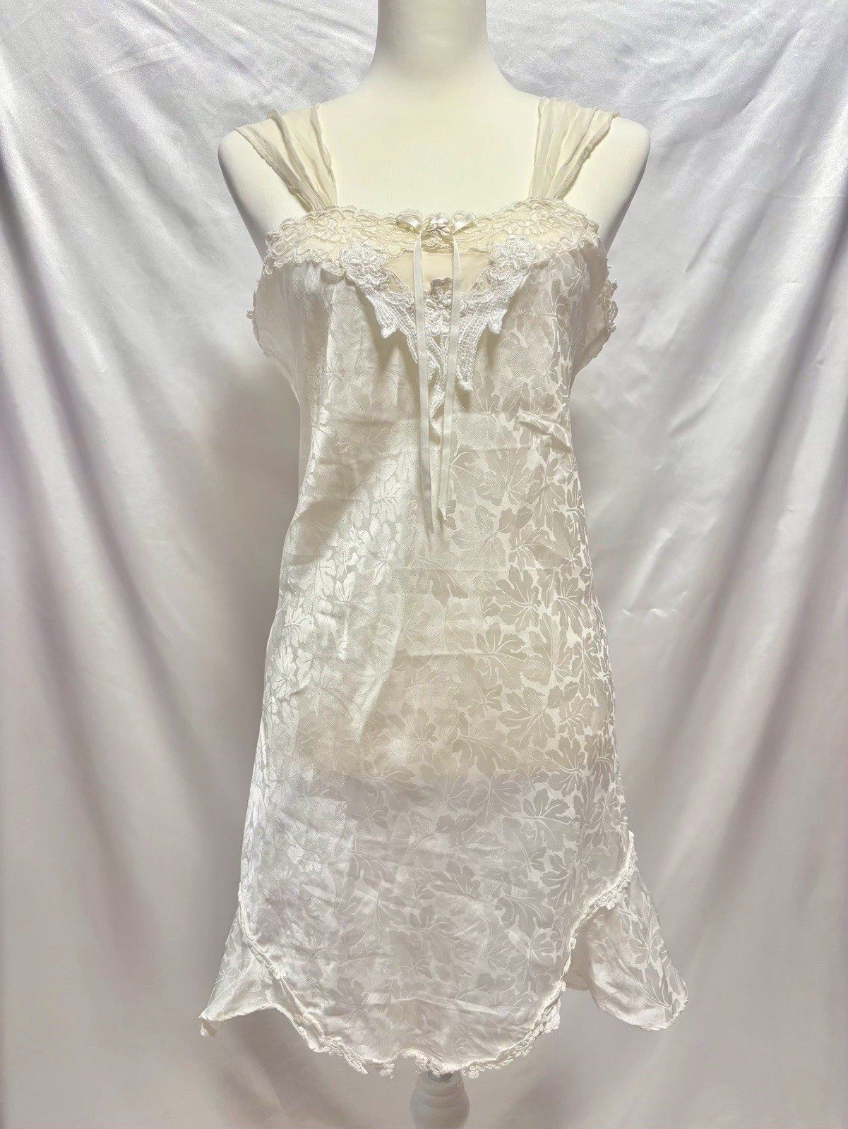 Vintage 1980s Chiffon Lingerie Dress USA Lace Fairy Coquette Fancy Kawaii Y2K