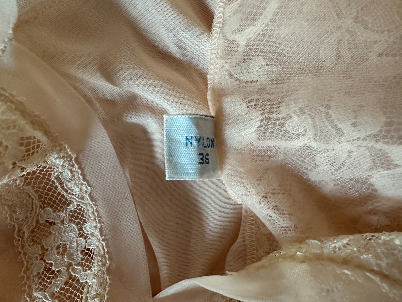 Vintage 1960s Peach Nylon and Lace Nightgown Luxite by Kayser