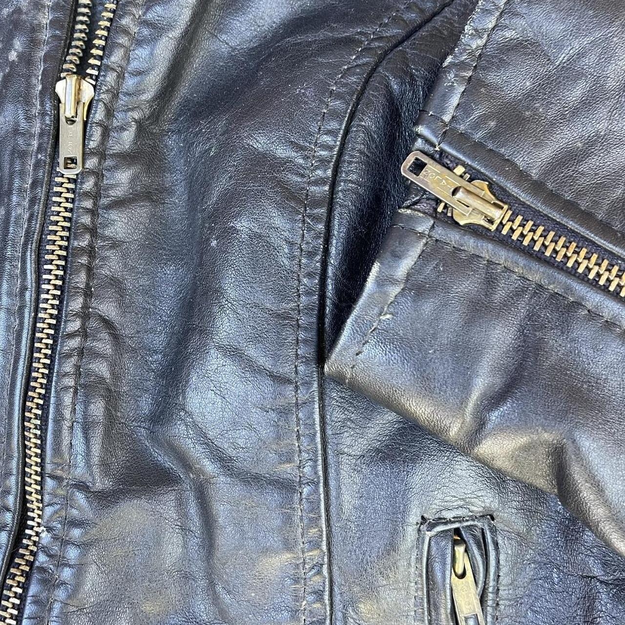 Vtg 60s 70s Lesco Leather Jacket Womens 8 Biker Motorcycle Talon Black Xs