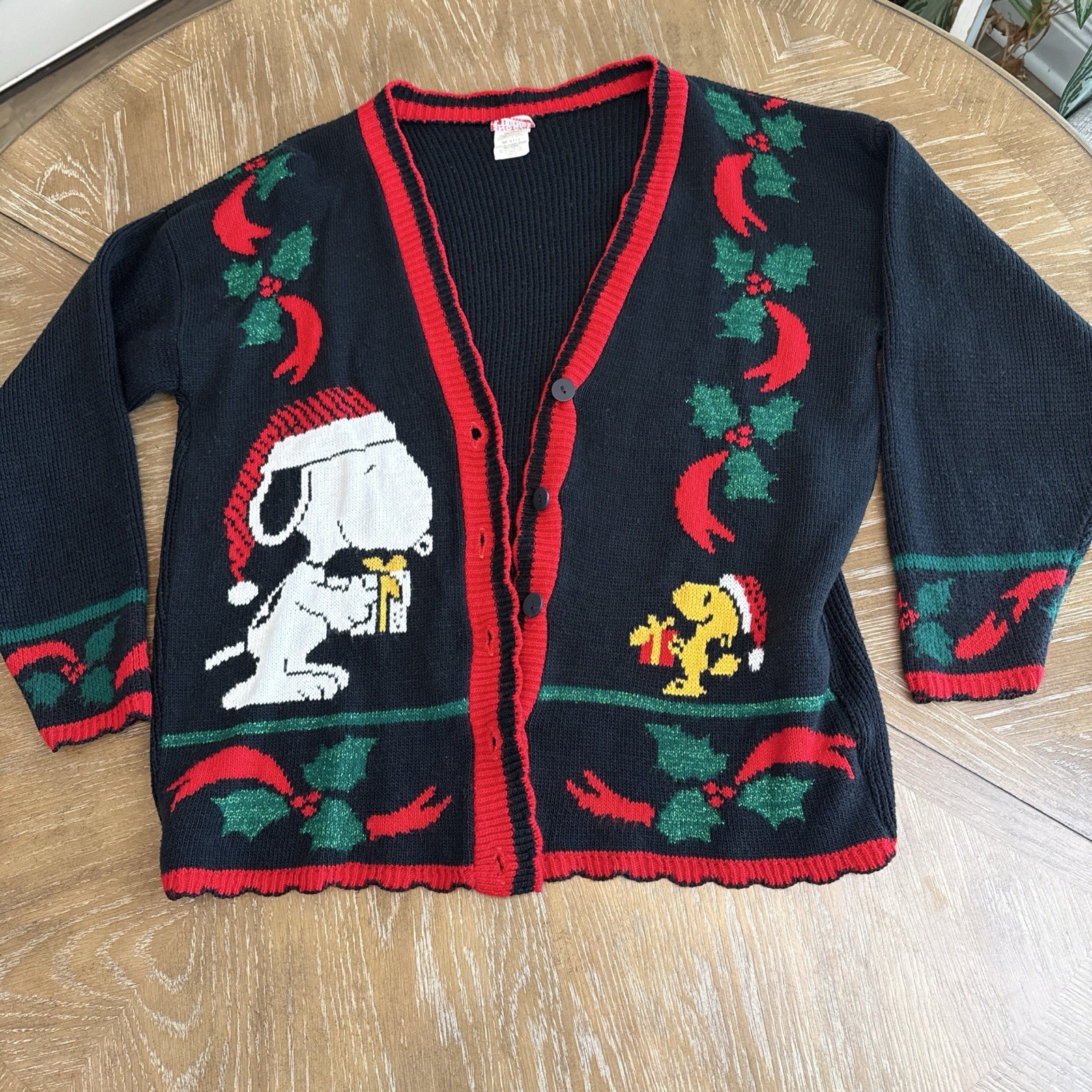 Vintage Snoopy And Friends Cardigan Peanuts Sweater Christmas Holiday Retro