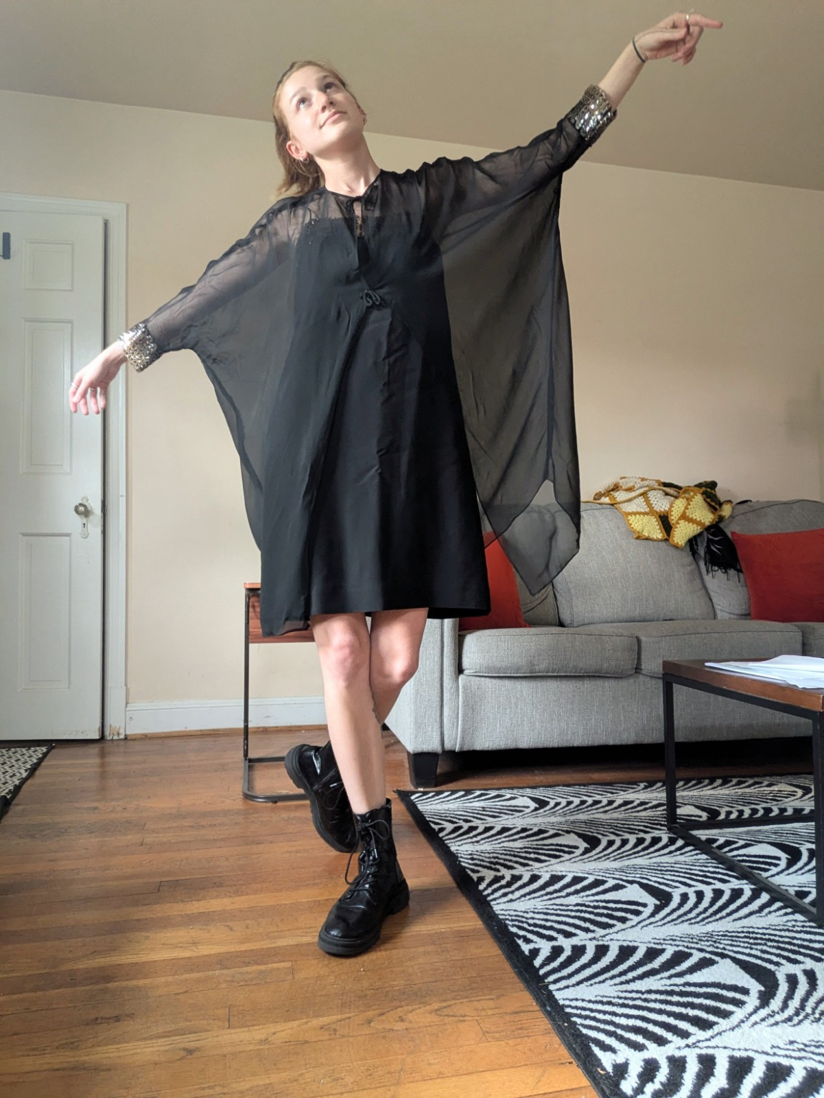 60s Shift Dress with Metallic Sequins and Sheer Jacket
