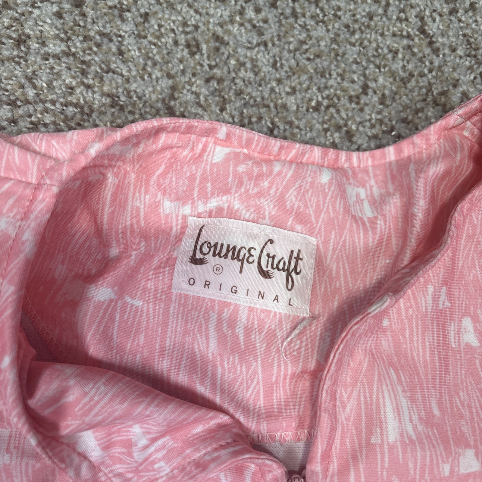 Vintage LOUNGE CRAFT Robe Women’s Pink Full Zip 3/4 Sleeve Size Tag Missing