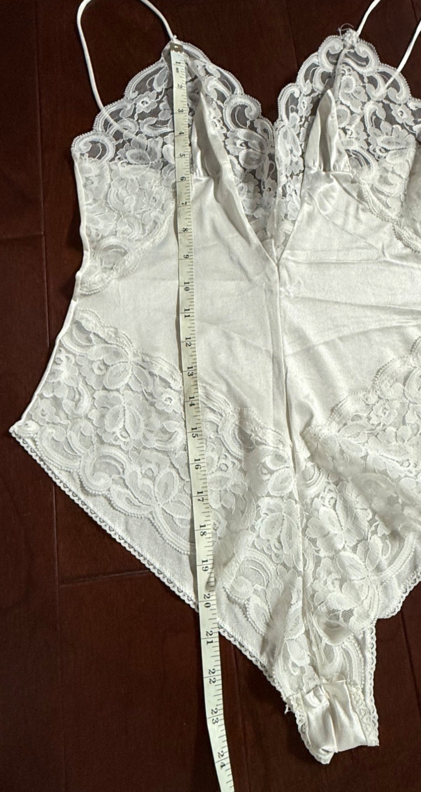 Vintage Slip Interludes by CIRA White Lace Satin Teddy Bodysuit Lingerie Medium
