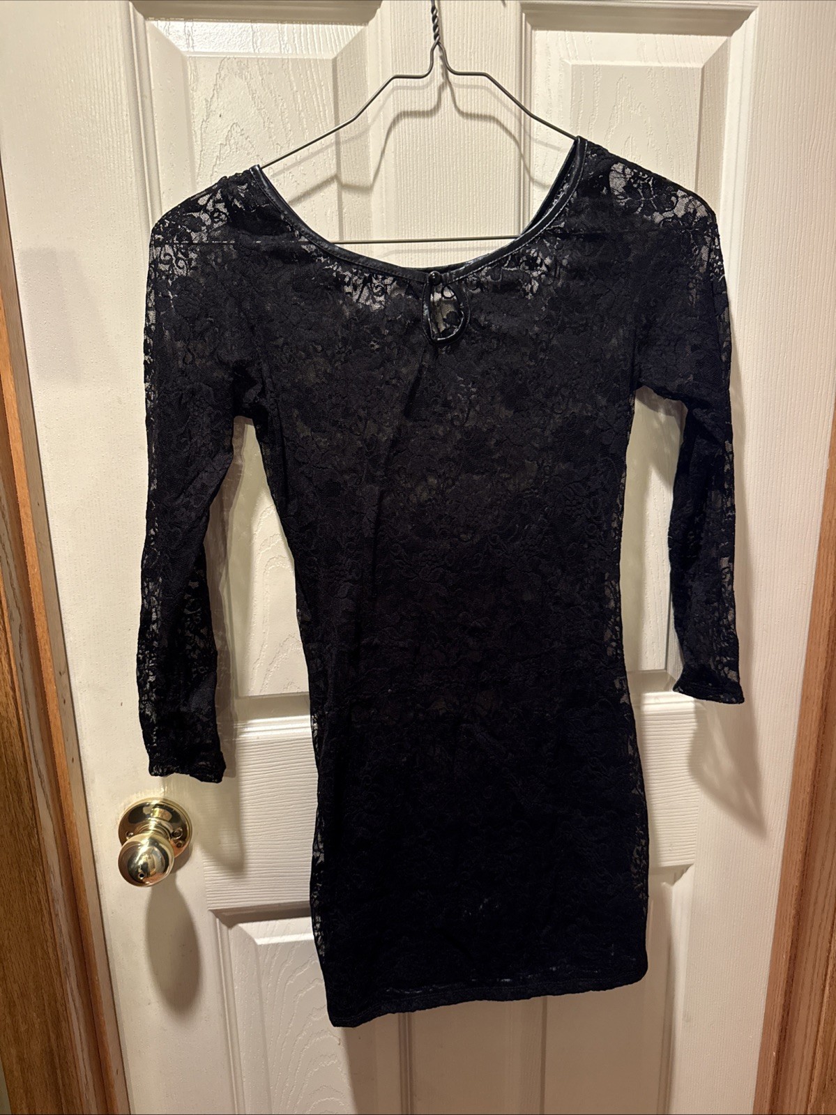 Black Diamond Lingerie Long Sleeve Latex & Lace Mini Dress & Panty Set