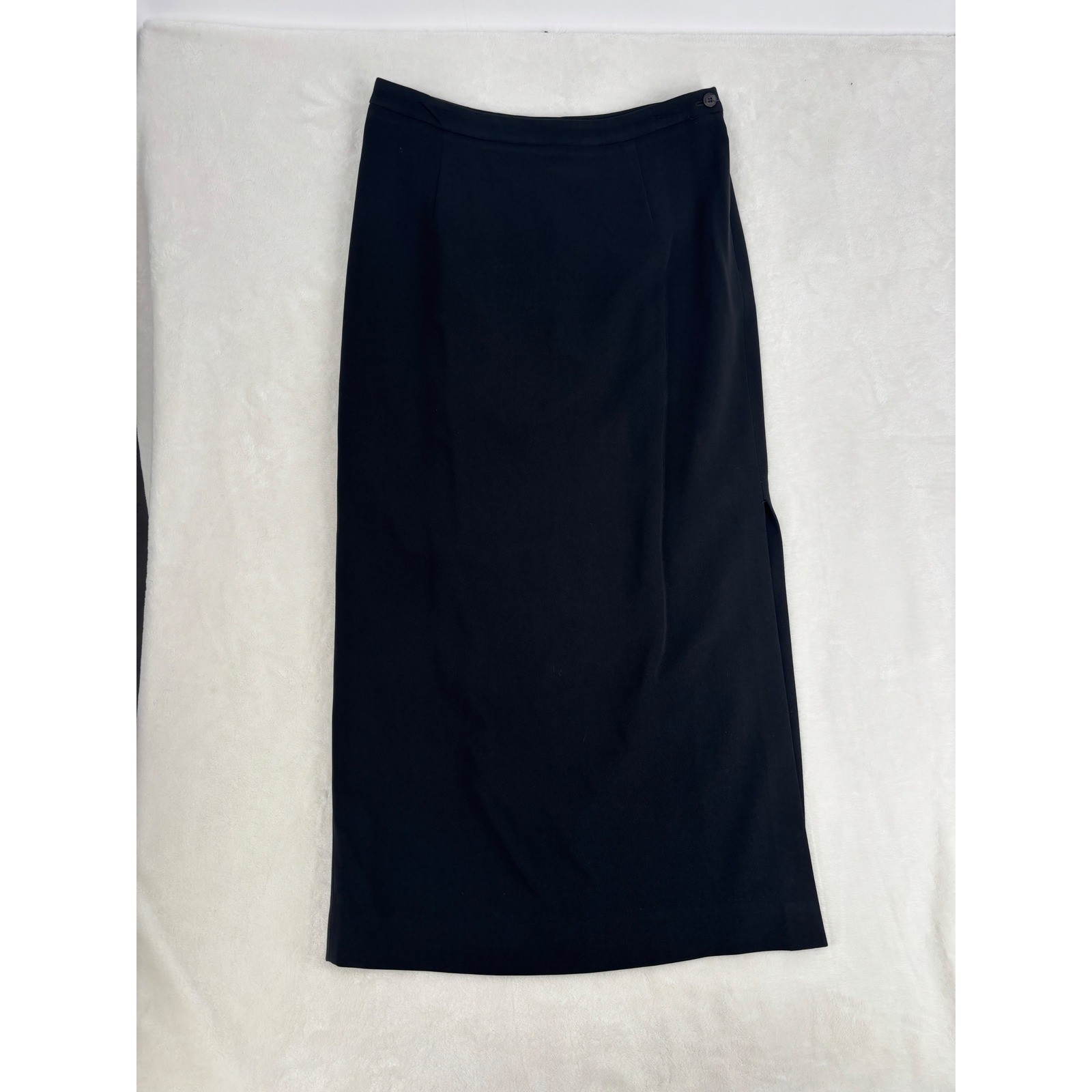 Gianni Essentials Black Maxi Skirt Vintage 90s Side Slit Made in USA Size 12