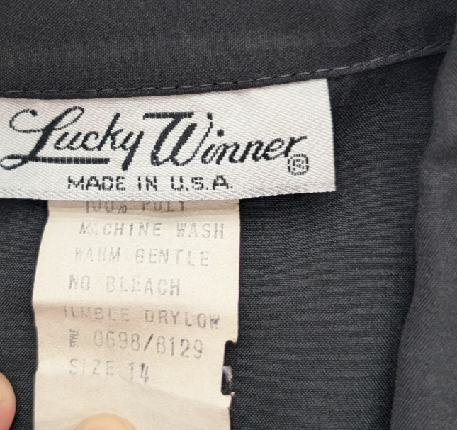 Lucky Winner Vintage Women’s Top Size 14 Black Long Sleeve Blouse