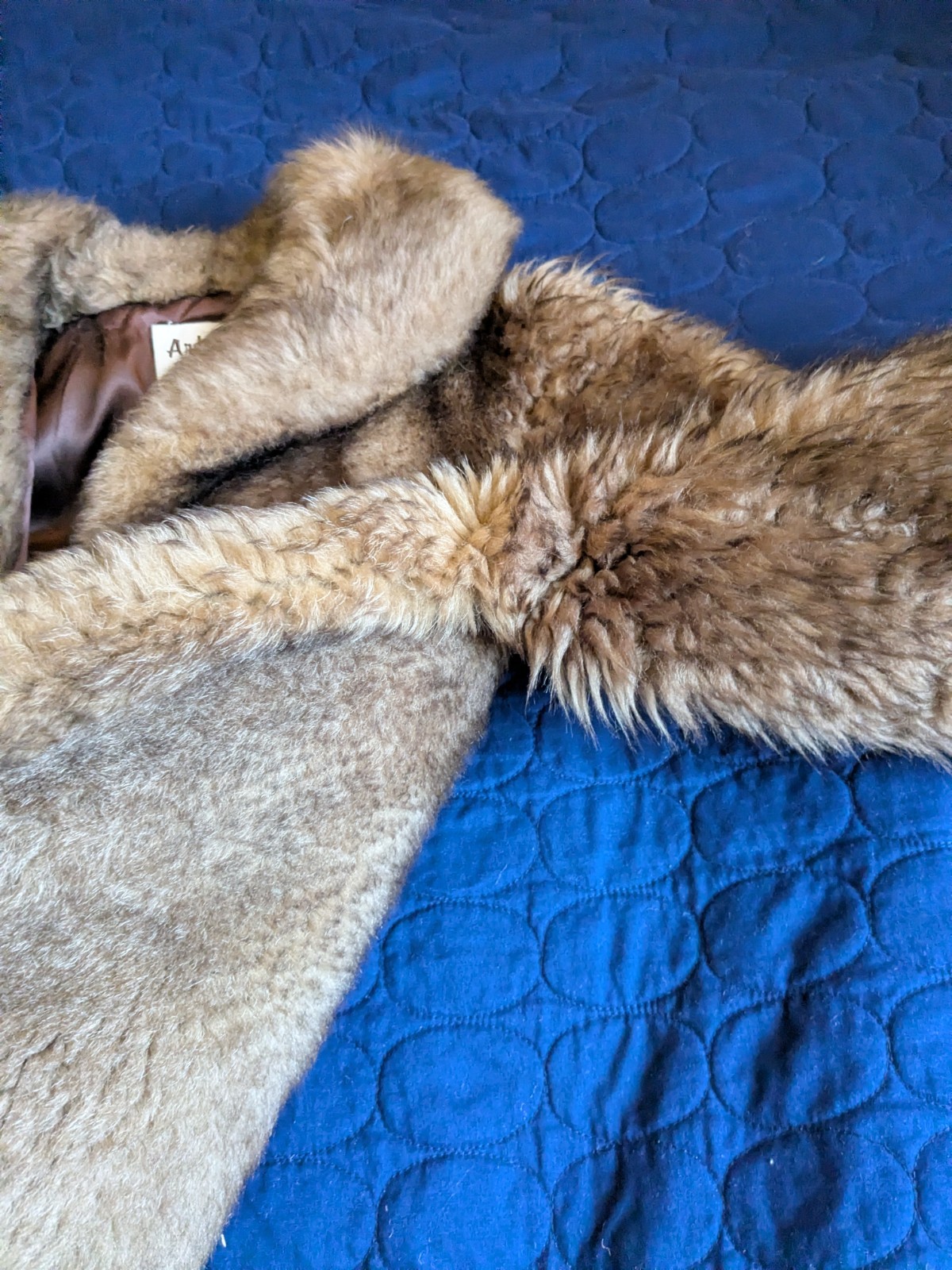 Vtg Ardney Genuine Suede Lamb Shearling Long Pile Wool Puffer Bomber Size 12 Tan