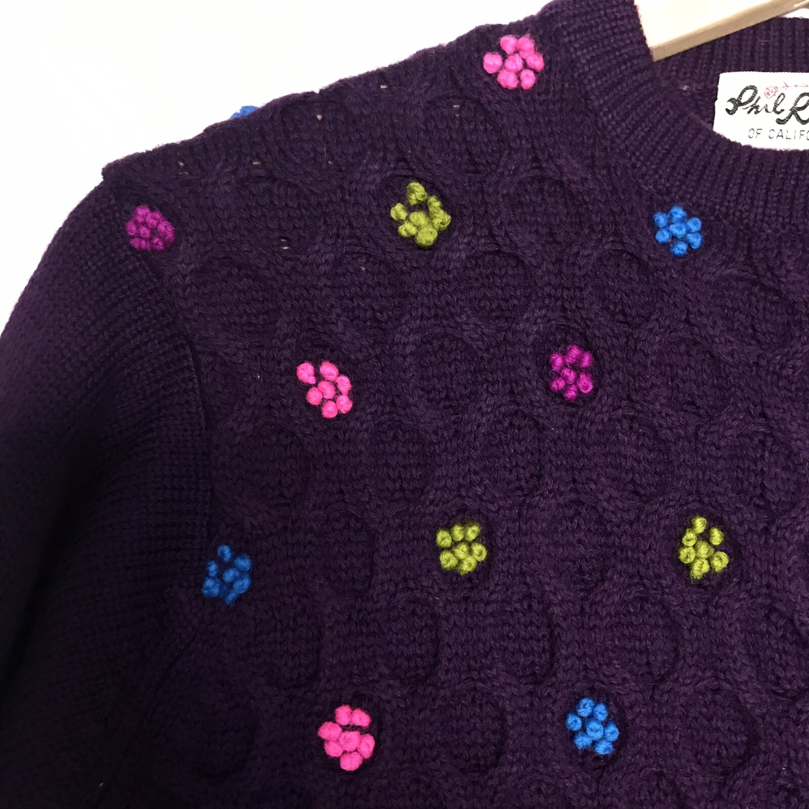 VTG Phil Rose California S Cardigan Pantsweater Wool Purple Grandmacore Cottage