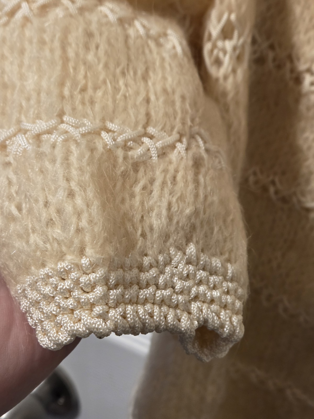 Beige Mohair Wool Cardigan Fully Lined by Cyn Les Hong Kong Vintage Size Large