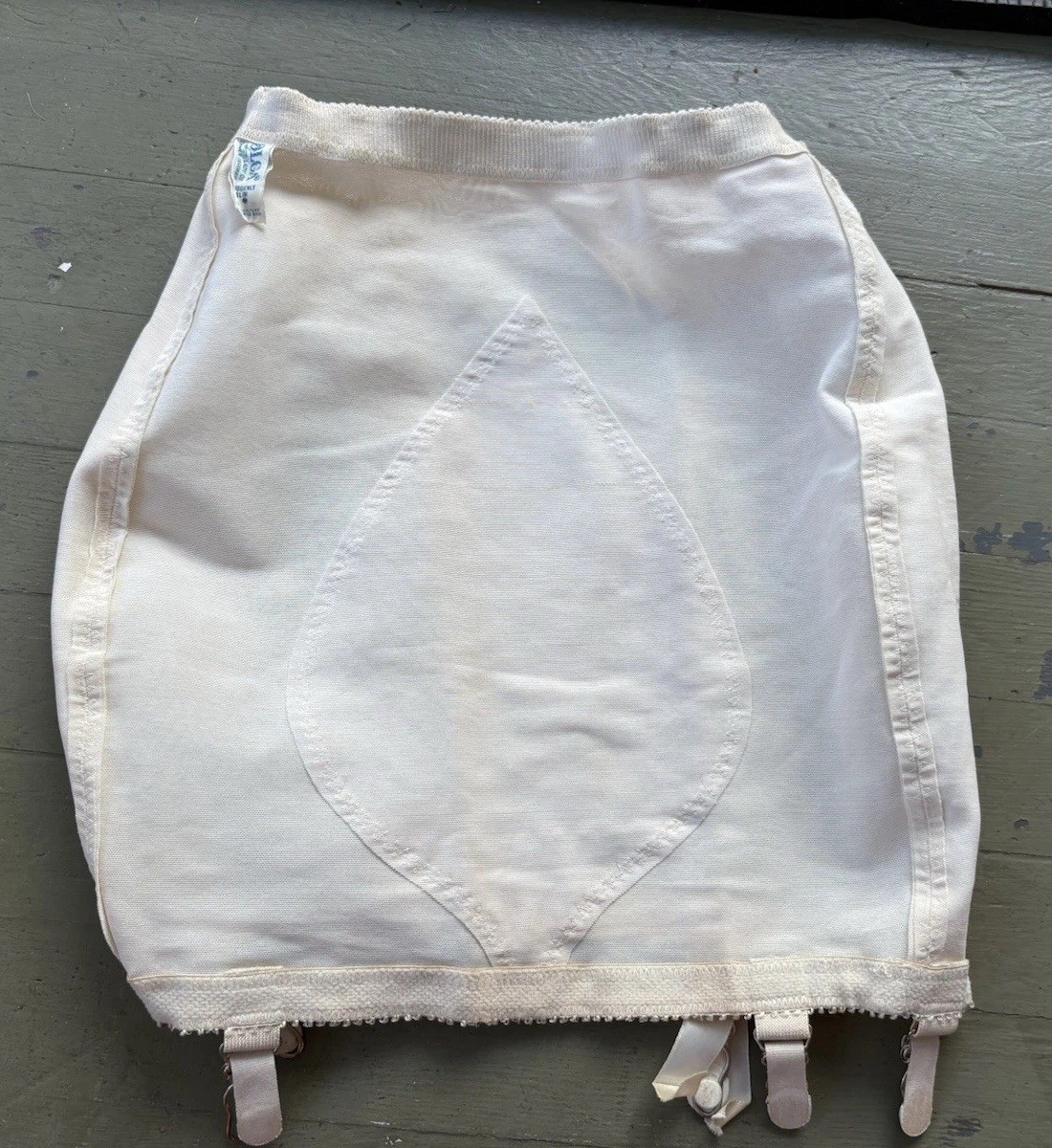 vintage olga suddenly slim open bottom girdle with garters size M Embroidered