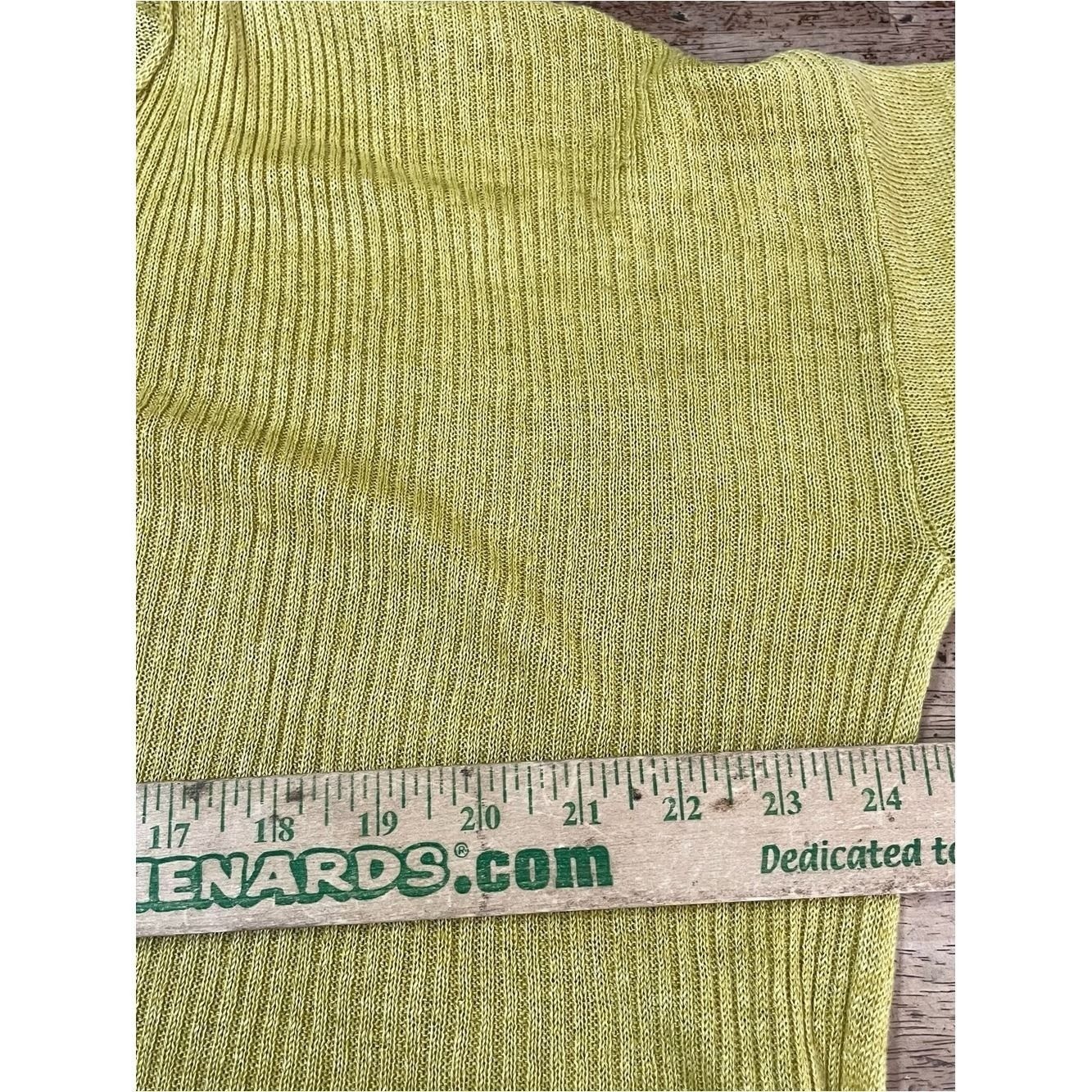 Eileen Fisher Yellow 100% Linen V Neck Sweater Size Medium