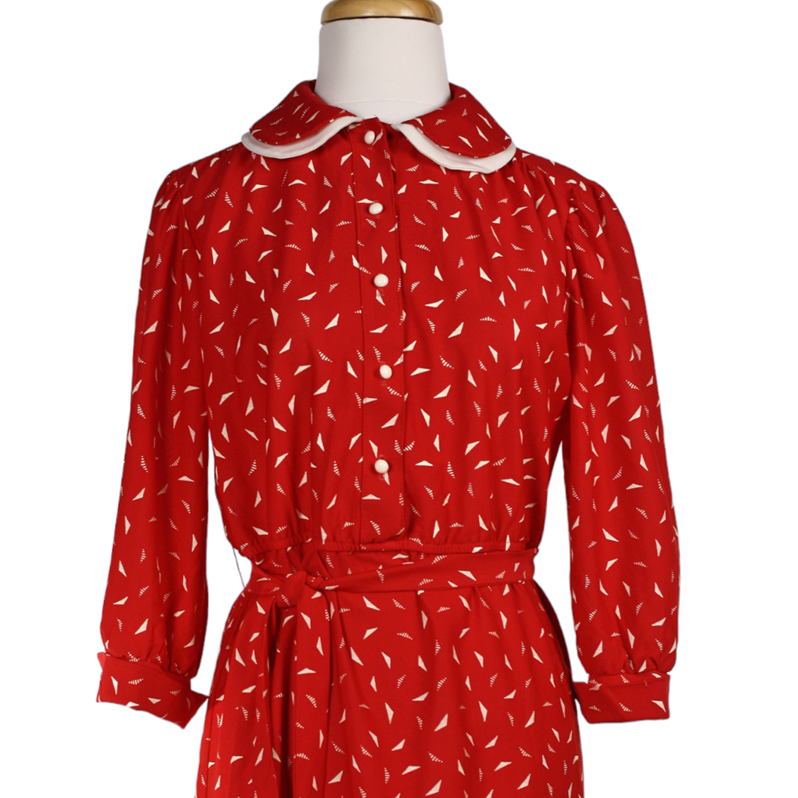 Vintage 70s Jen Jen Red & White Print Day Dress Peter Pan Collar Sz 10 – Hey Viv