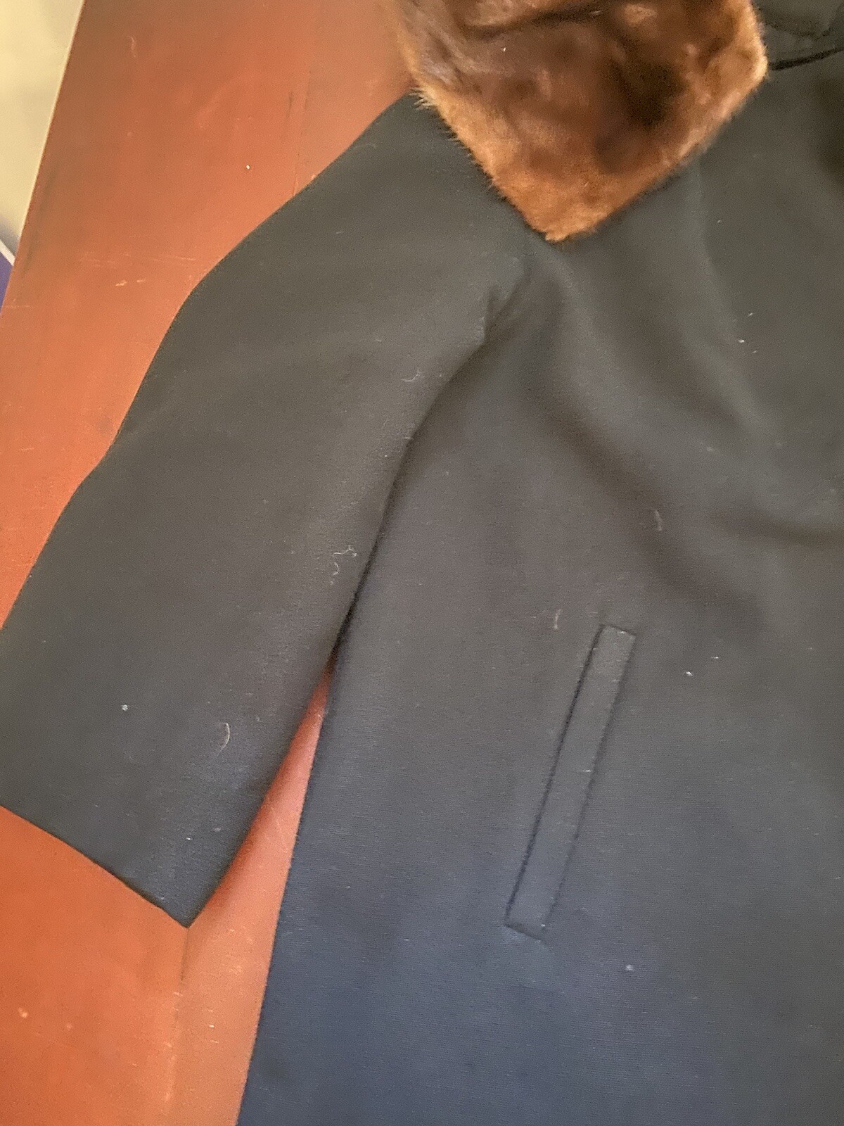Vtg Stevens Forstmann Wool Blend Coat Fur Collar Women’s Button Missing Size???