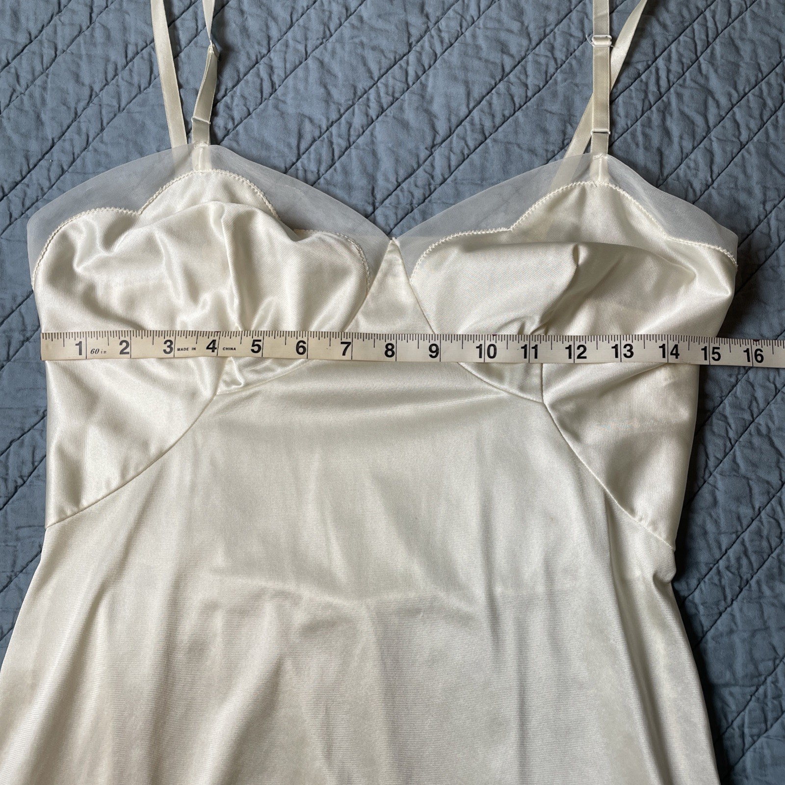 Vtg Kayer Ivory Slip Dress Chiffon details Sz 34 T Silver Screen Glam Lovely