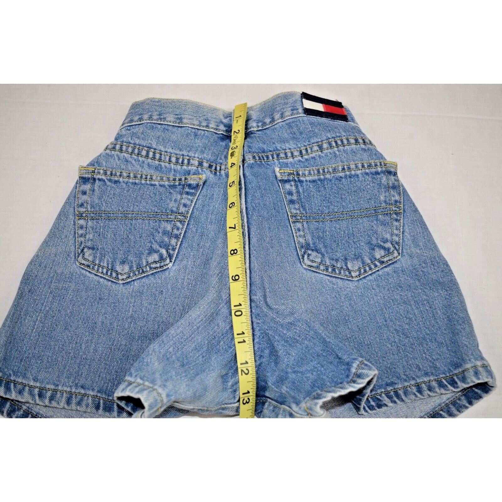 Jean Shorts Tommy Hilfiger Size 3 Y2K Blue Hipster Short Vintage Flag Logo