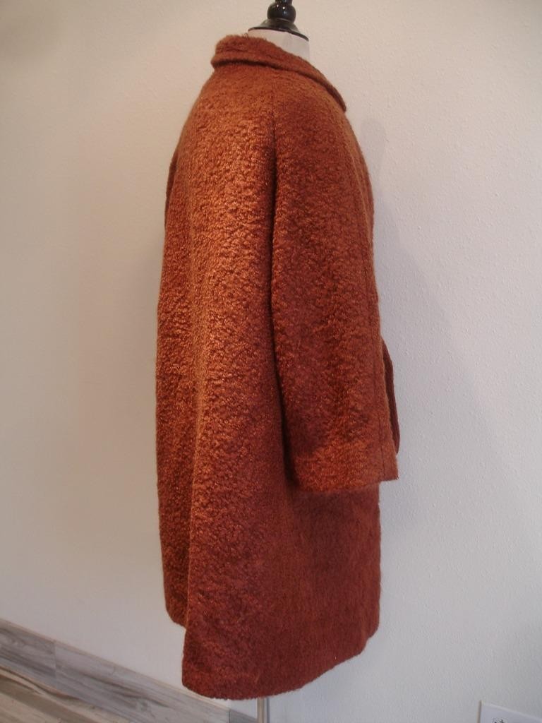 Womens L XL Vtg 1940’s Joseph Stein Maraja Heavy Nubby Wool Coat Double Breasted