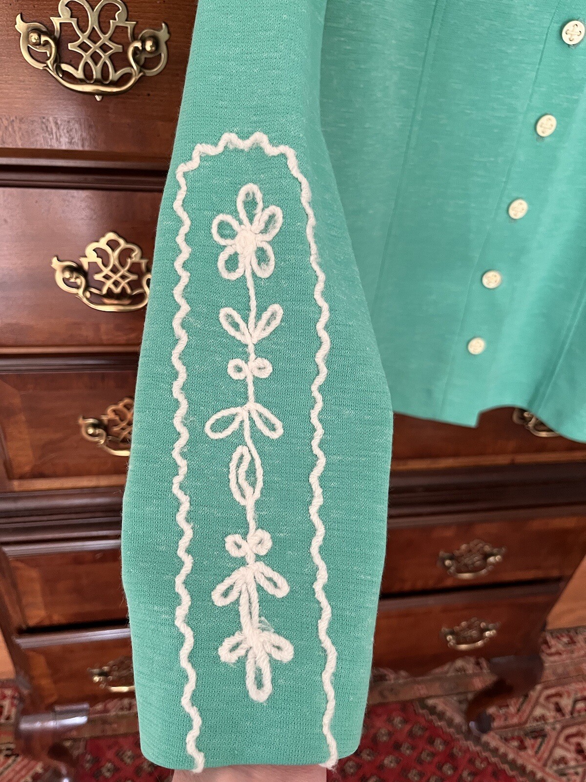 NARDIS OF DALLAS lightweight embroidered Jacket Blazer SMALL S heathered green