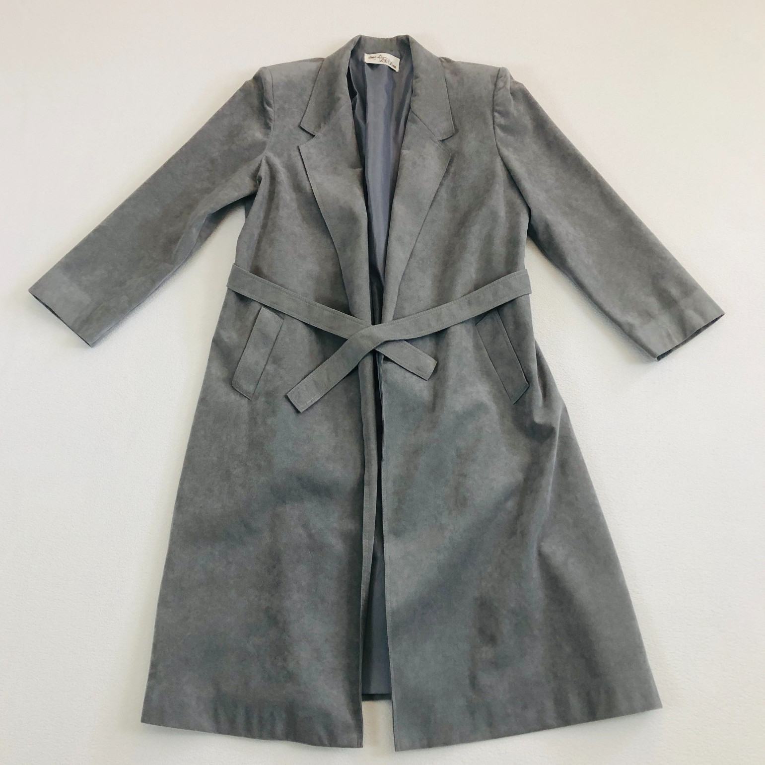 VTG Ultrasuede Long Coat Womens M Adolph Schuman Lilli Ann Gray Ultra Suede EUC