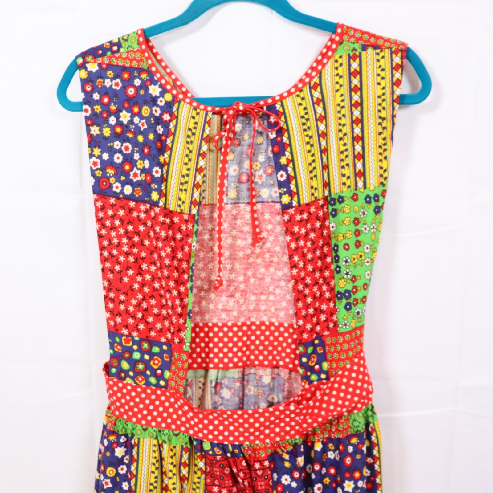 Design House Patchwork Apron Dress OS Multicolor Womens Vintage Boho Maxi