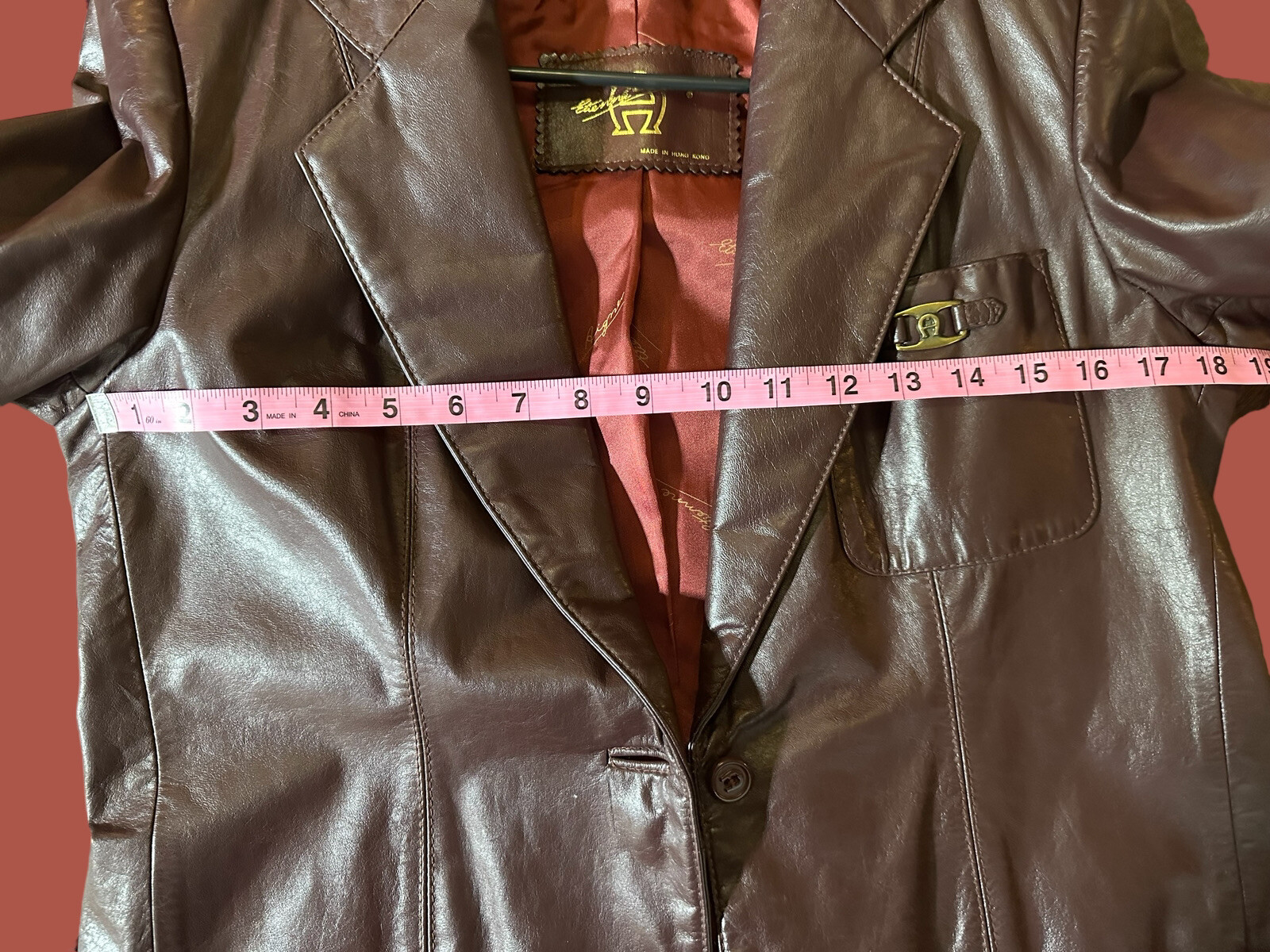 ✨Vintage Etienne Aigner Leather Coat Jacket Size 6, Burgundy Excellent Condition