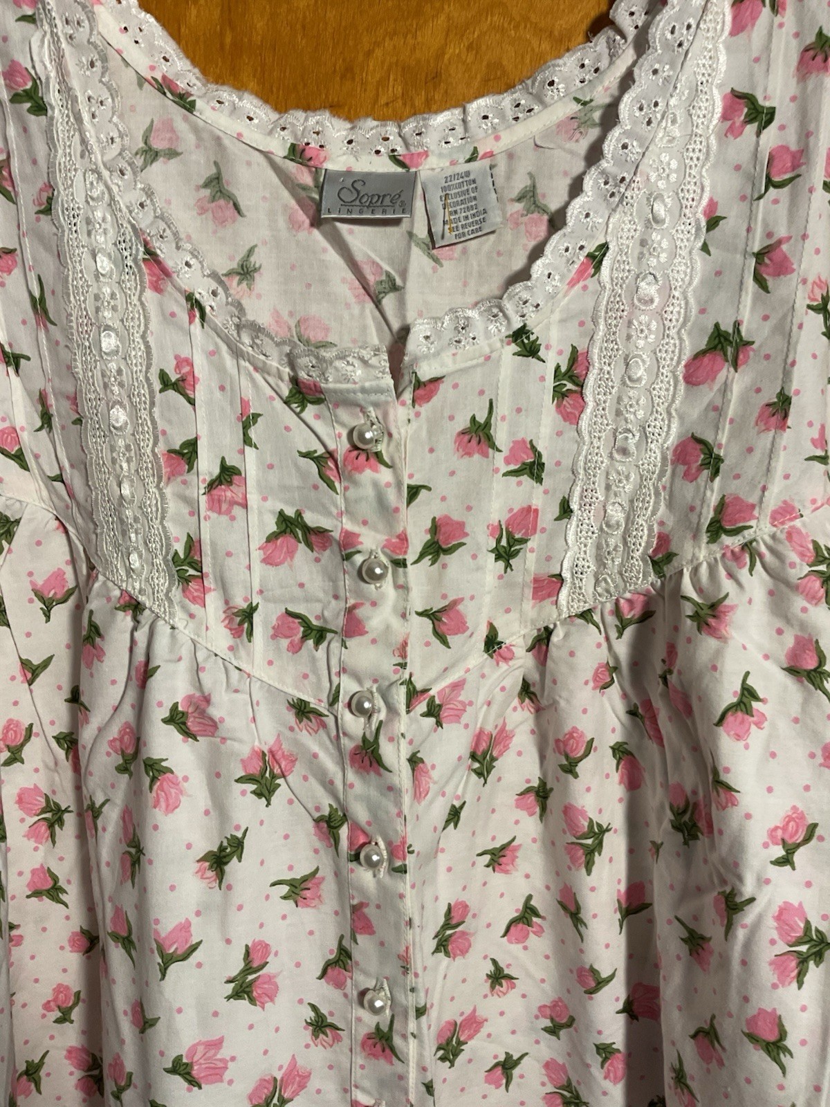 NOS’s Vtg SoreeHouse Dress /Duster Lounge Pink Floral Pearl Button Closure 22/24