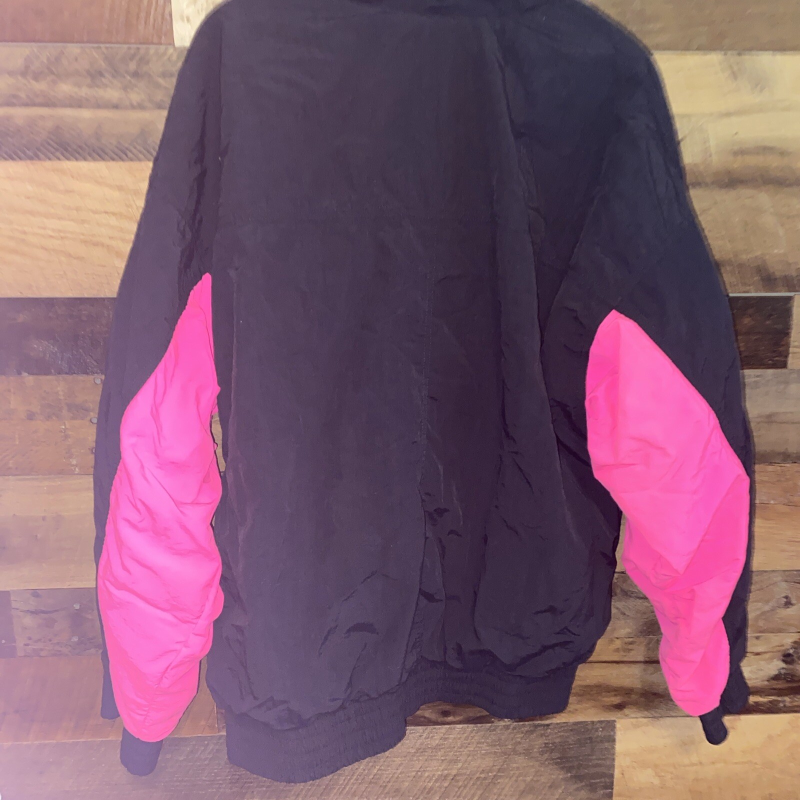 VTG Green Needle Jacket Sz L Black And Neon Pink