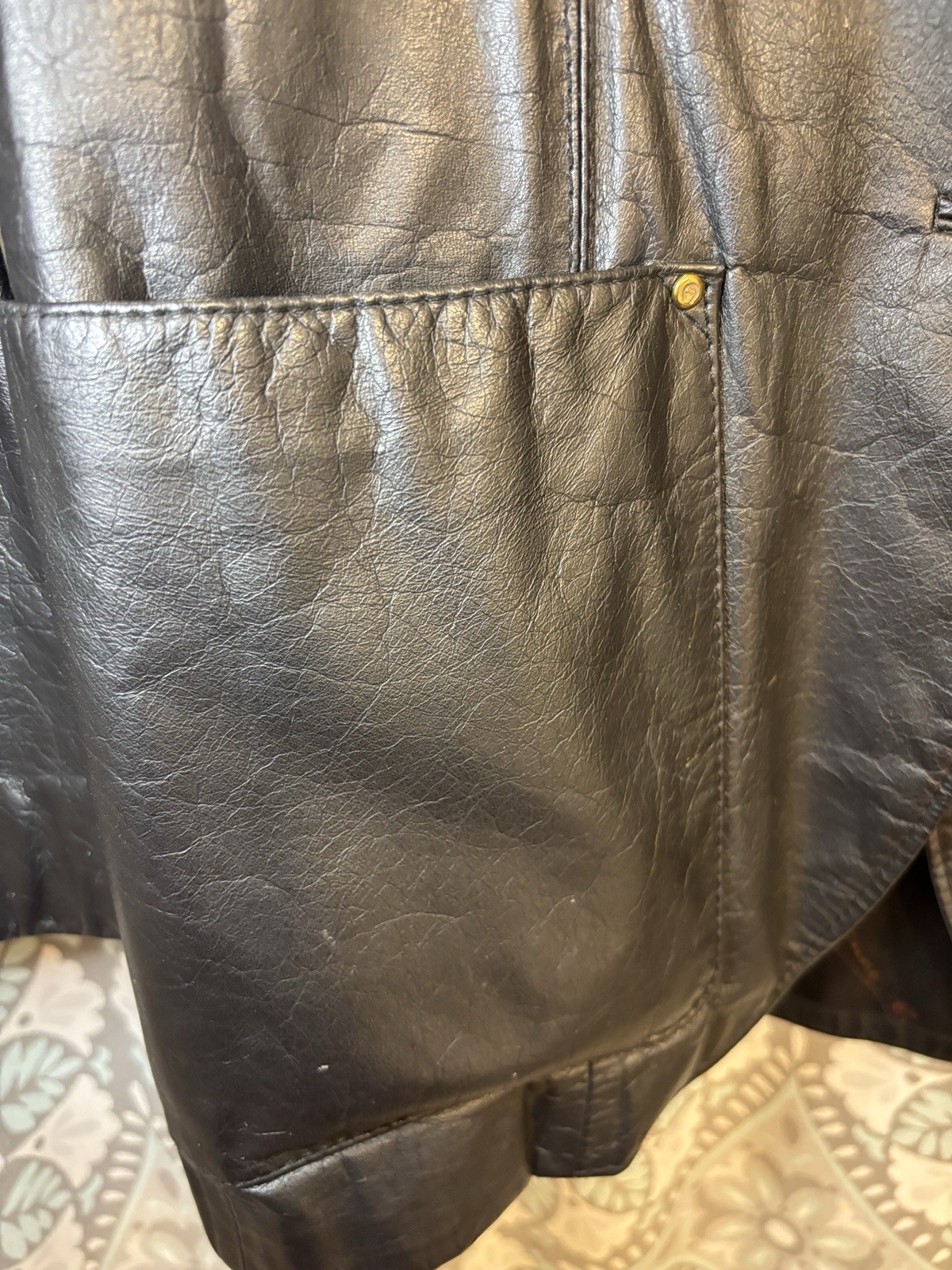 Vintage Etienne Aigner 100% Genuine Leather Jacket Coat Black Hong Kong Size 6