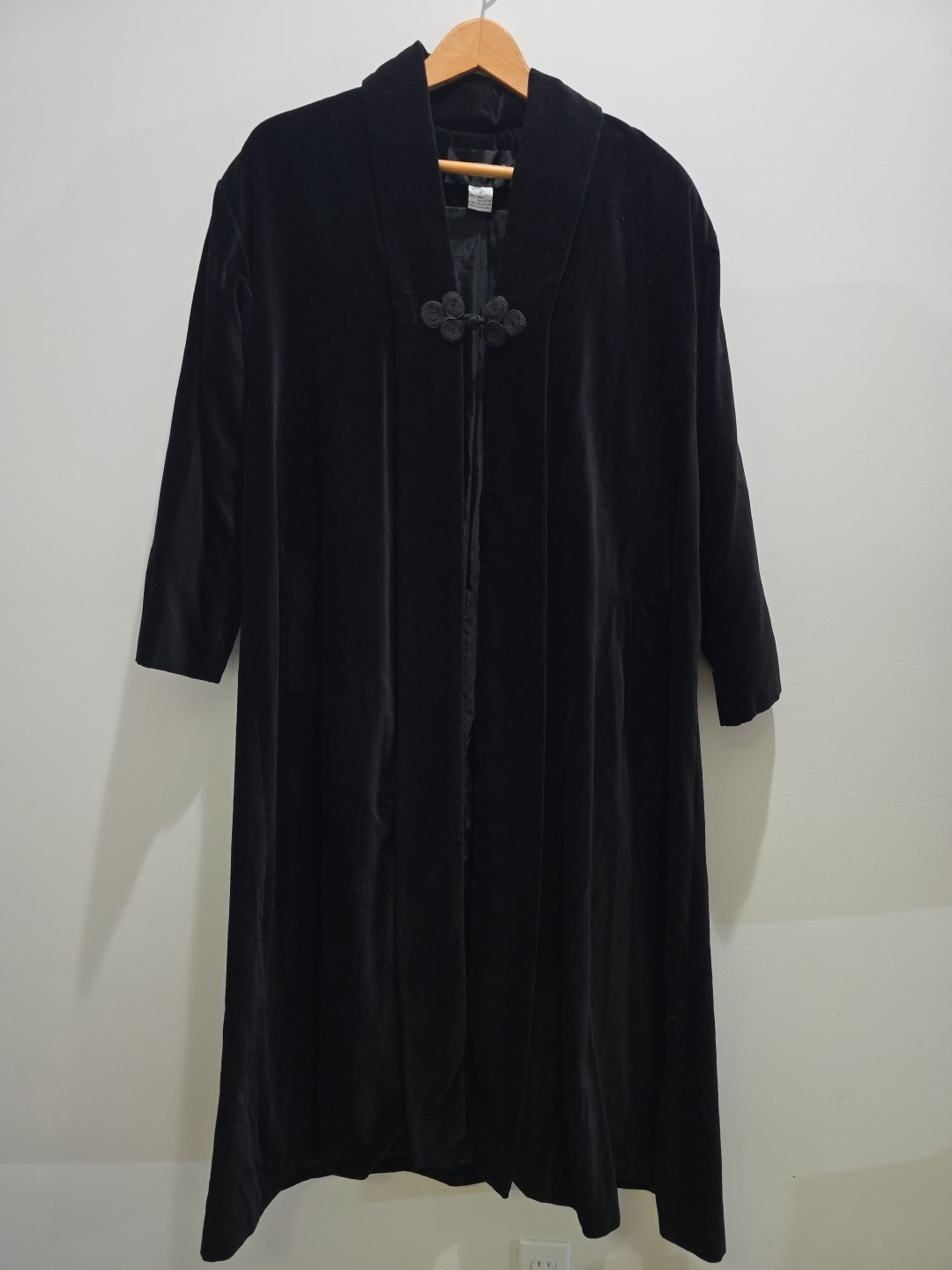 Vintage Coverups 100% Cotton Black Velvet Duster Coat/Jacket Size 6
