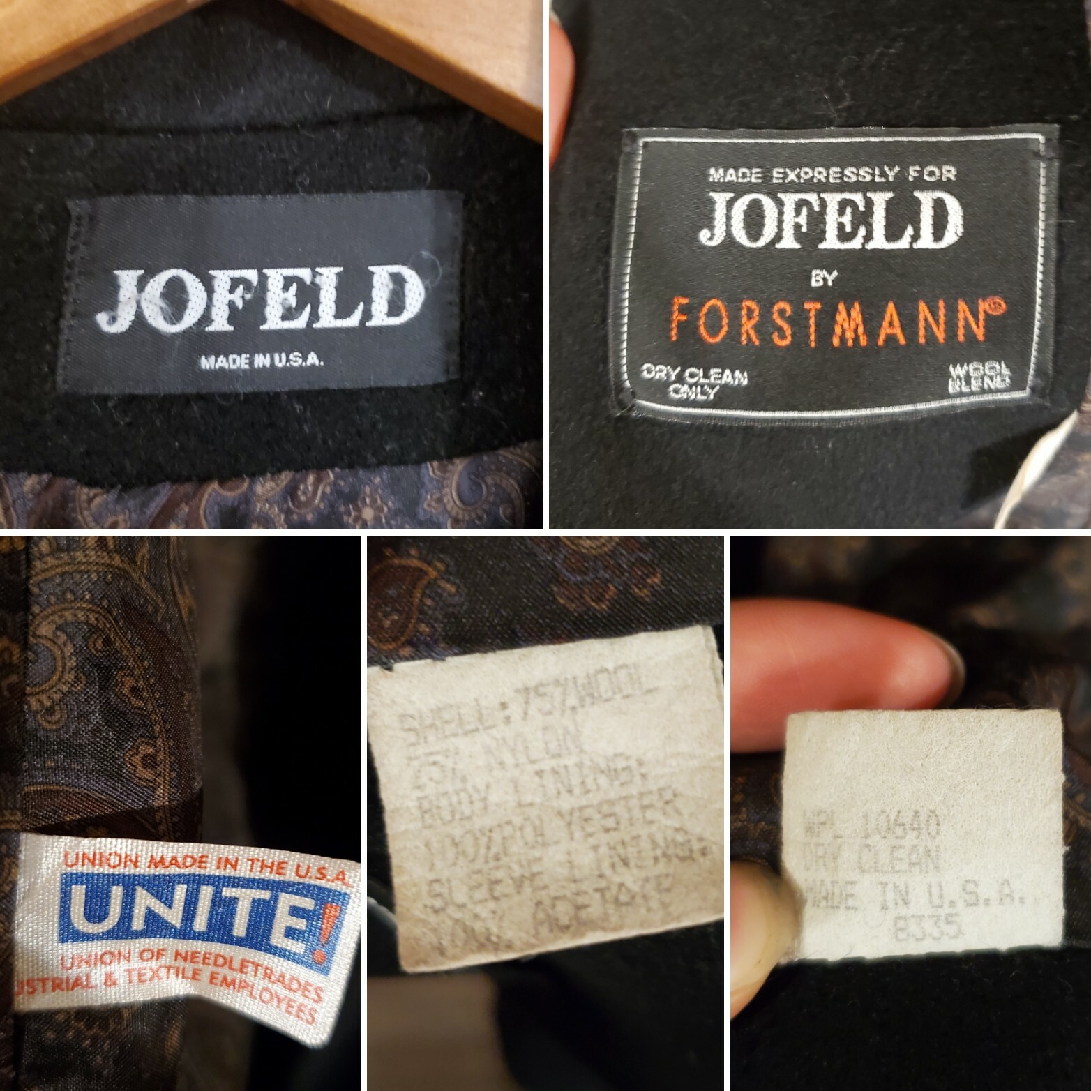 Vtg Jofeld By Forstmann Women’s Black Wool Blend Long Sleeves OverCoat