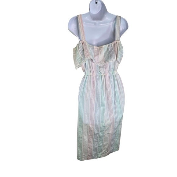 Vtg 70s ice cream rainbow pastel striped sundress