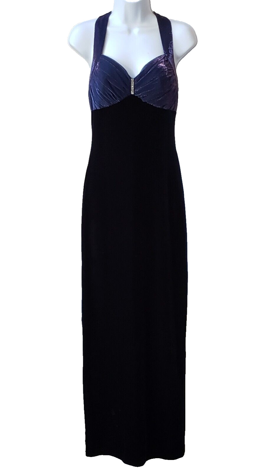Glam Vtg Blondie & Me Evening Indigo Party Evening Maxi Dress 9/10 Velvet Body