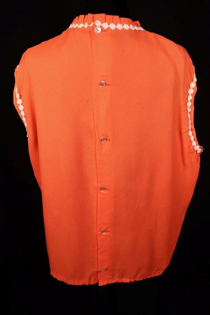 Vintage 1960’s French Orange Blouse Plus Size Excellent Condition